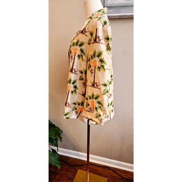 Silkland Women's Pure Silk Monkey Palm Print Jacket Top Size 16 Multicolor‎ - Picture 4 of 6